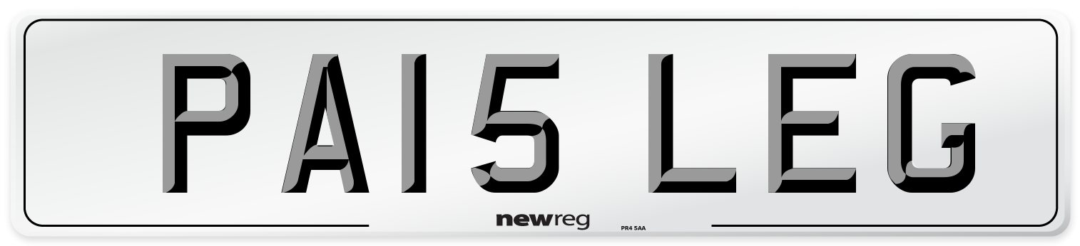 PA15 LEG Number Plate from New Reg